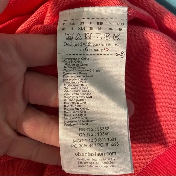 Women’s  Olsen‎ pink 100% cotton v-neck sweater - Picture 5 of 6